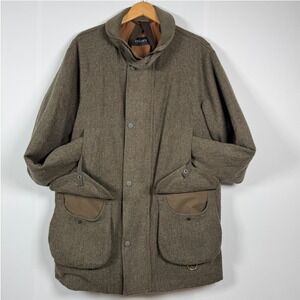 PURDEY Tweed Raglan Wool Field Coat Brown Jacket Men XL Hunting Country Shooting
